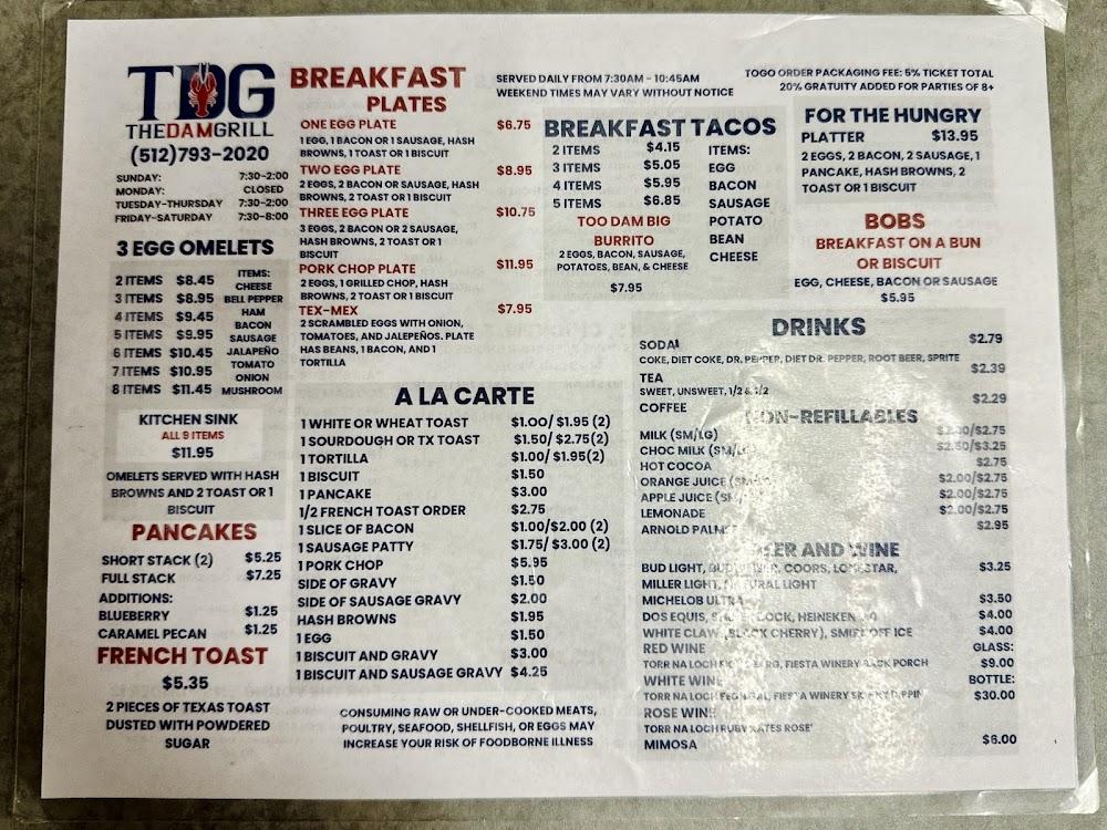 The Dam Grill Menu image 2